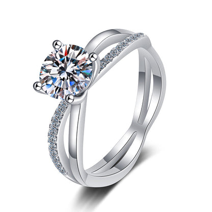 [Limara]ELEGANT 4-PRONG CROSSOVER MOISSANITE ENGAGEMENT RING
