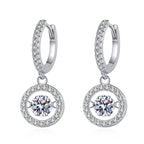 [Limara]DANCING MOISSANITE HALO DROP HOOP EARRINGS