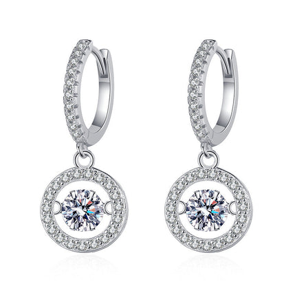[Limara]DANCING MOISSANITE HALO DROP HOOP EARRINGS