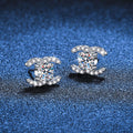 [Limara]CHIC INTERLOCKING DOUBLE-C MOISSANITE STUD EARRINGS
