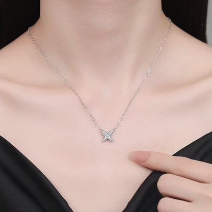 [Limara]MODERN X-SHAPE PAVÉ MOISSANITE NECKLACE