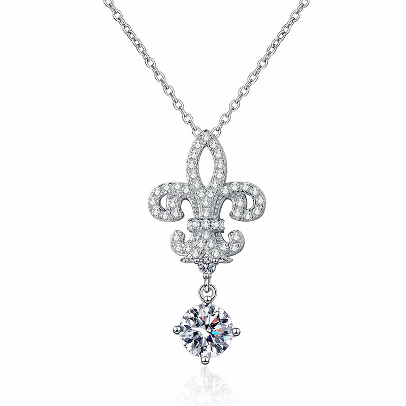 [Limara]ROYAL FLEUR-DE-LIS MOISSANITE PENDANT NECKLACE