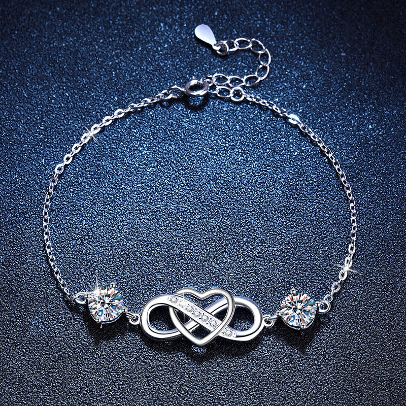 [Limara]DOUBLE-STONE "LOVE LINK" MOISSANITE BRACELET