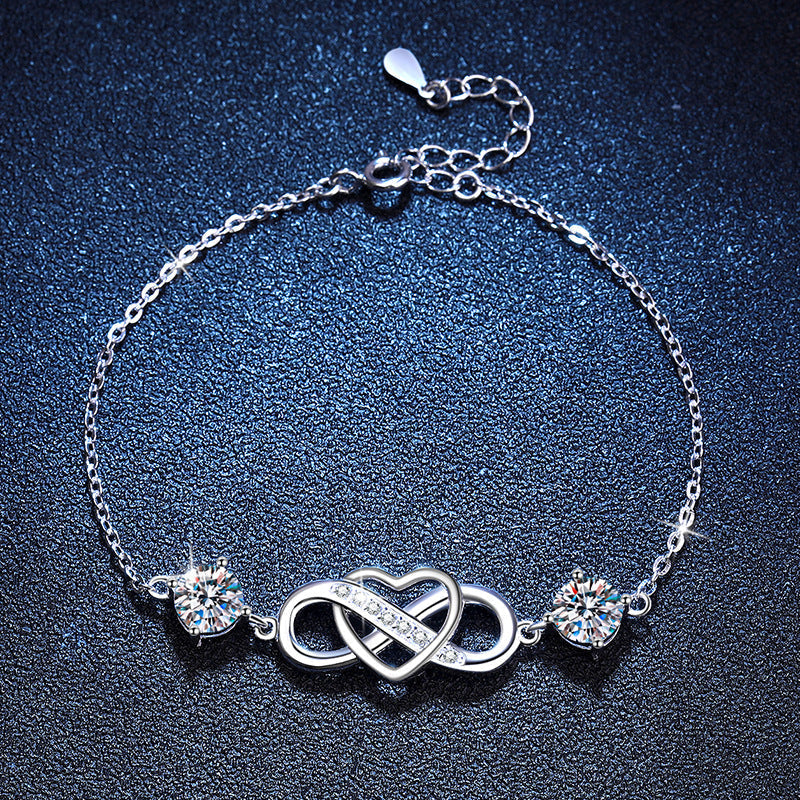 [Limara]DOUBLE-STONE "LOVE LINK" MOISSANITE BRACELET