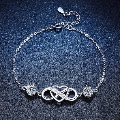 [Limara]DOUBLE-STONE "LOVE LINK" MOISSANITE BRACELET