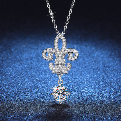 [Limara]ROYAL FLEUR-DE-LIS MOISSANITE PENDANT NECKLACE