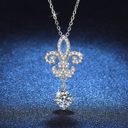 [Limara]ROYAL FLEUR-DE-LIS MOISSANITE PENDANT NECKLACE