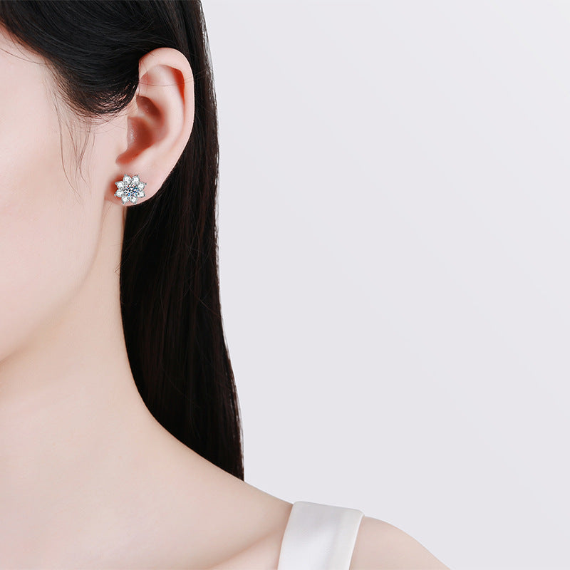 [Limara]RADIANT SUNFLOWER MOISSANITE STUD EARRINGS