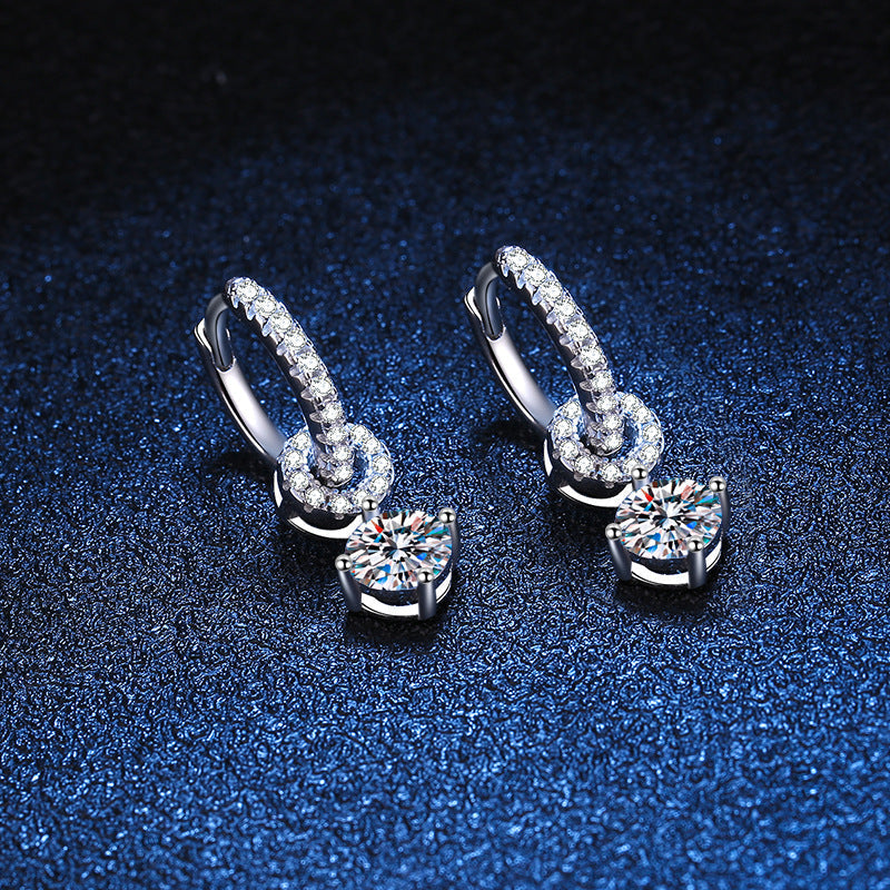 [Limara]INTERLOCKING DOUBLE RING MOISSANITE DROP EARRINGS