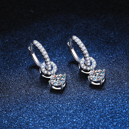 [Limara]INTERLOCKING DOUBLE RING MOISSANITE DROP EARRINGS