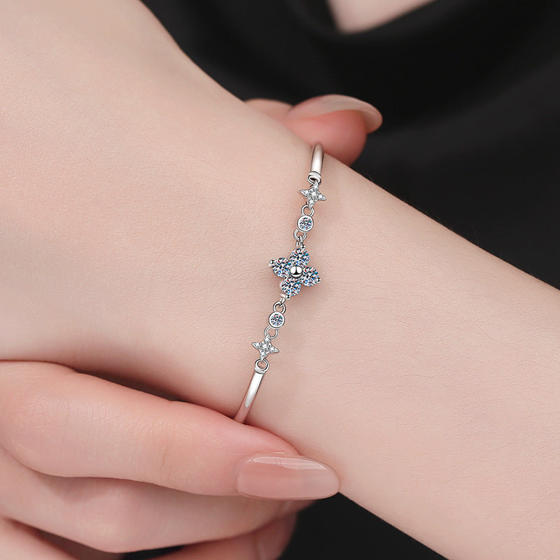 [Limara]CLOVER & TWIN-STAR MOISSANITE BRACELET
