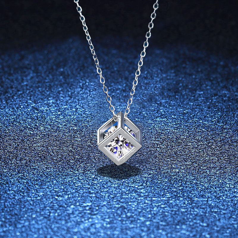 [Limara]GEOMETRIC SUGAR-CUBE MOISSANITE NECKLACE