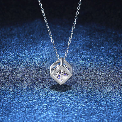 [Limara]GEOMETRIC SUGAR-CUBE MOISSANITE NECKLACE