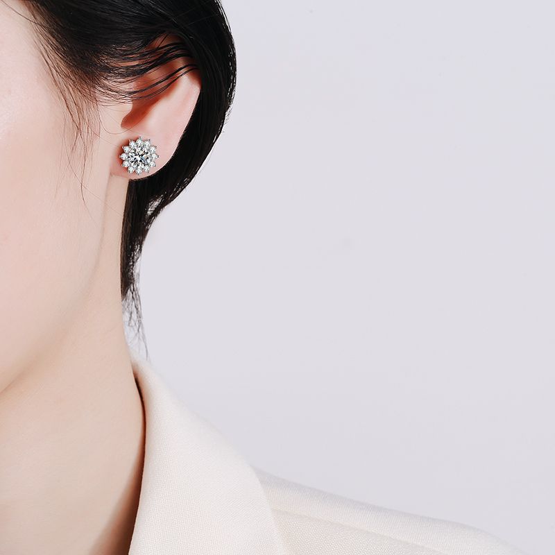 [Limara]BLOOMING SUNFLOWER MOISSANITE STUD EARRINGS