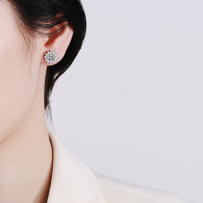[Limara]BLOOMING SUNFLOWER MOISSANITE STUD EARRINGS