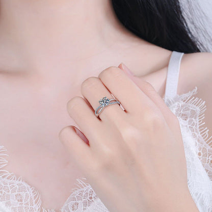 [Limara]ELEGANT 4-PRONG CROSSOVER MOISSANITE ENGAGEMENT RING
