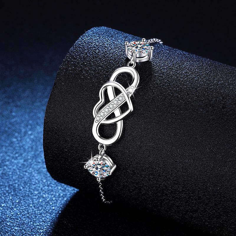 [Limara]DOUBLE-STONE "LOVE LINK" MOISSANITE BRACELET
