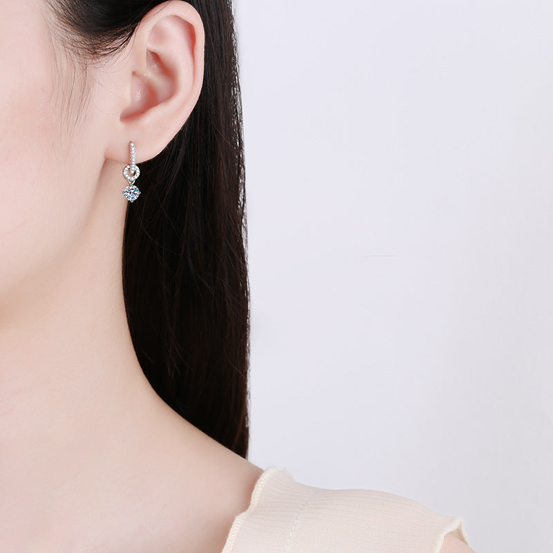 [Limara]INTERLOCKING DOUBLE RING MOISSANITE DROP EARRINGS