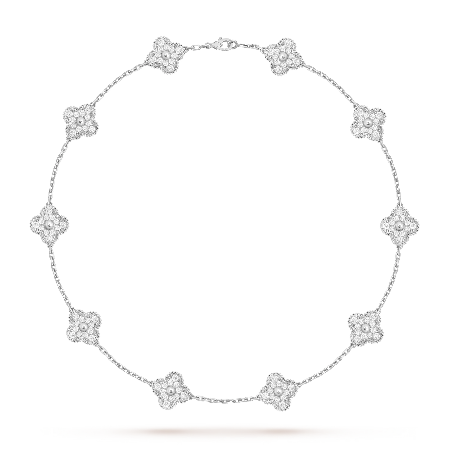 [Limara]CLASSIC LUCKY 10-MOTIF CLOVER NECKLACE WHITE GOLD COLLECTION
