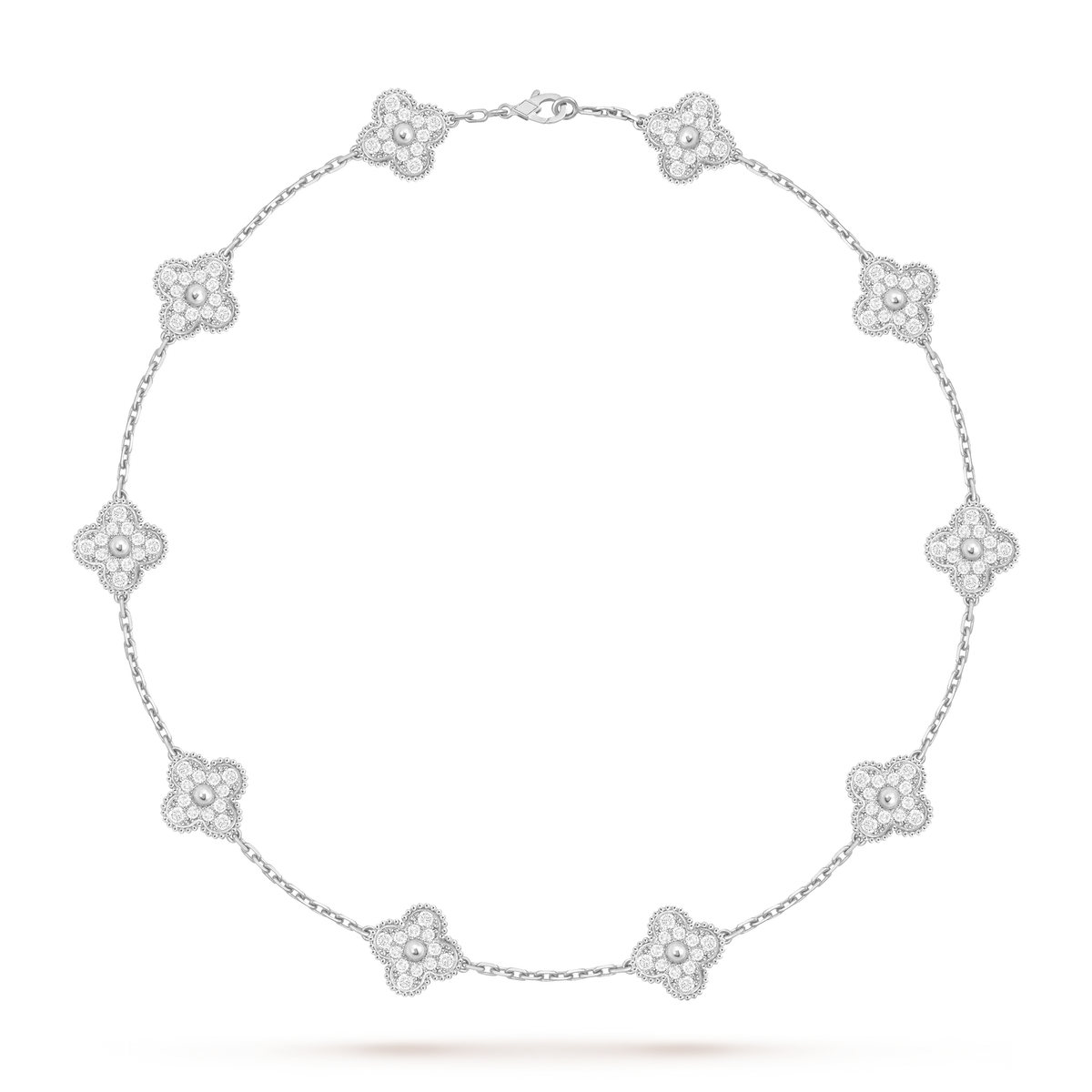 [Limara]CLASSIC LUCKY 10-MOTIF CLOVER NECKLACE WHITE GOLD COLLECTION