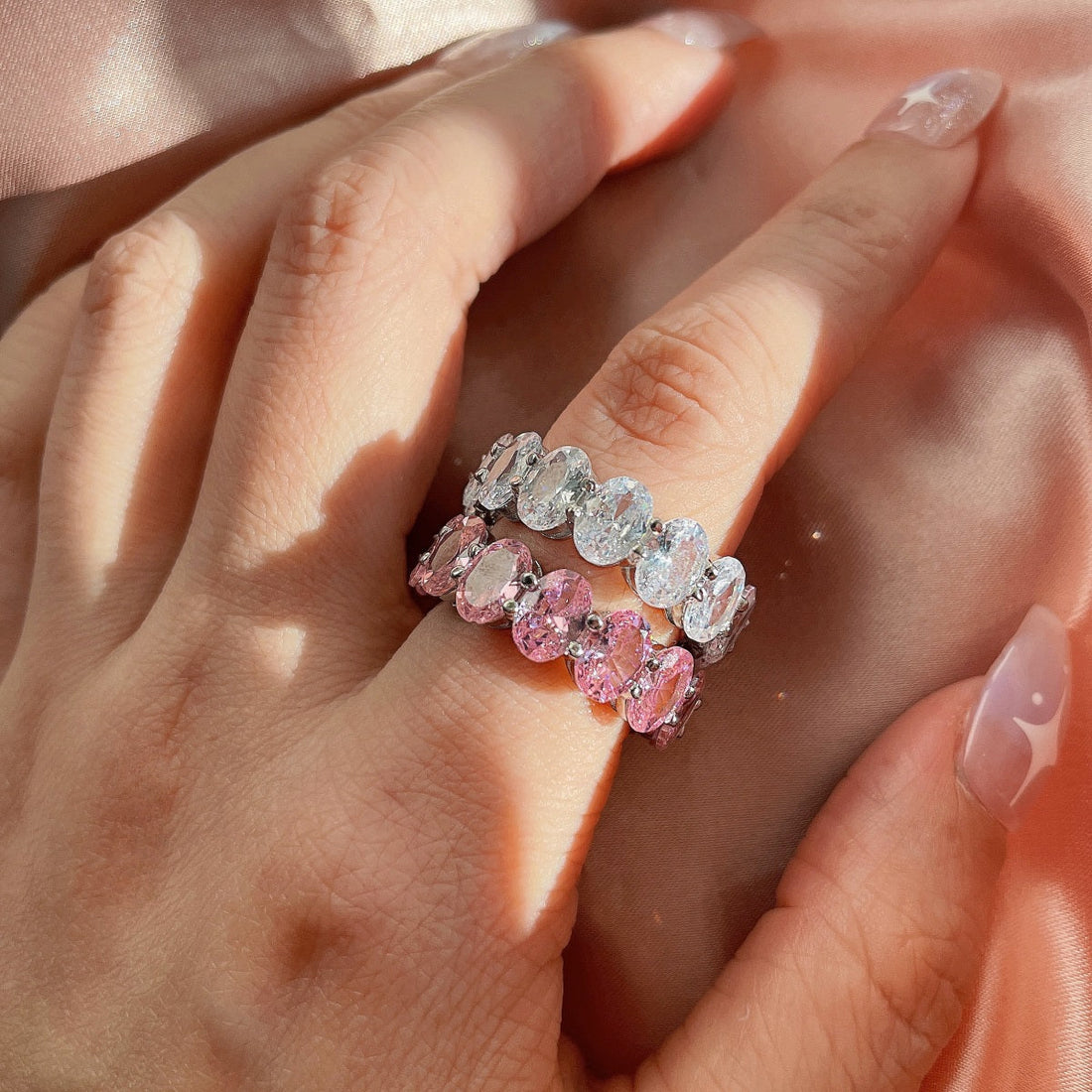 [Limara]Dainty Elongated Cushion Cut Tennis Ring
