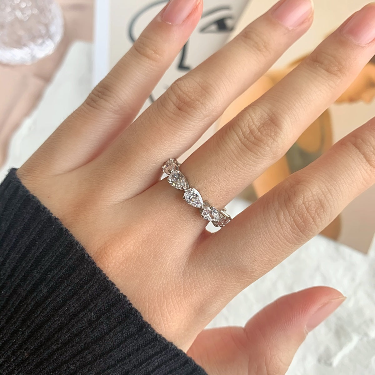 [Limara]Exquisite Pear Cut Tennis Ring
