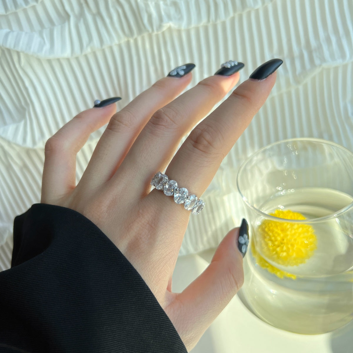 [Limara]Dainty Elongated Cushion Cut Tennis Ring