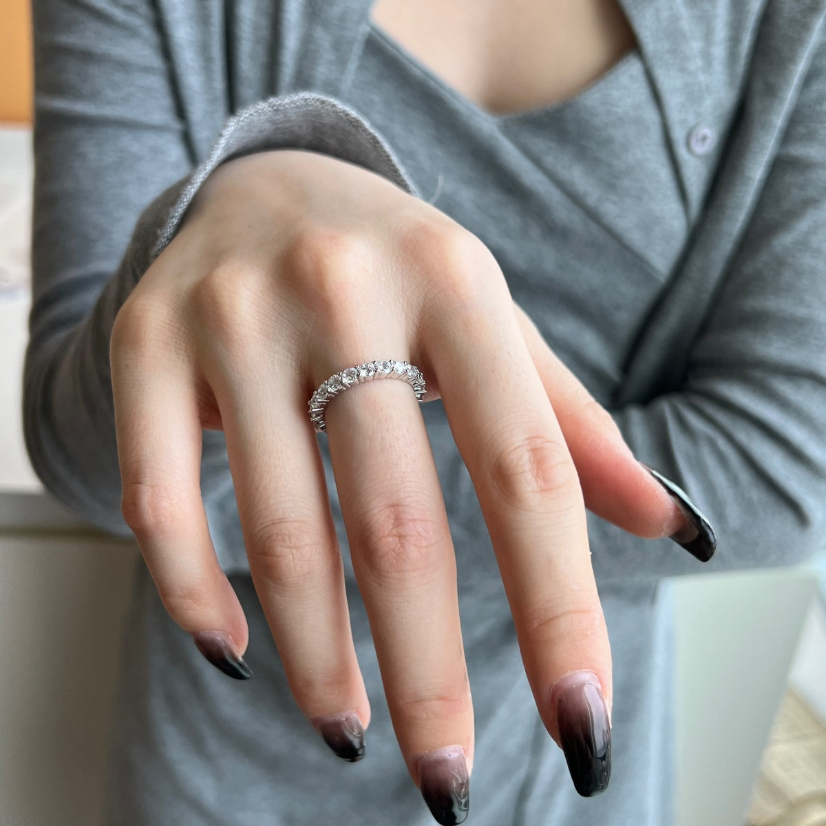 [Limara]Sparkling Round Cut Tennis Ring
