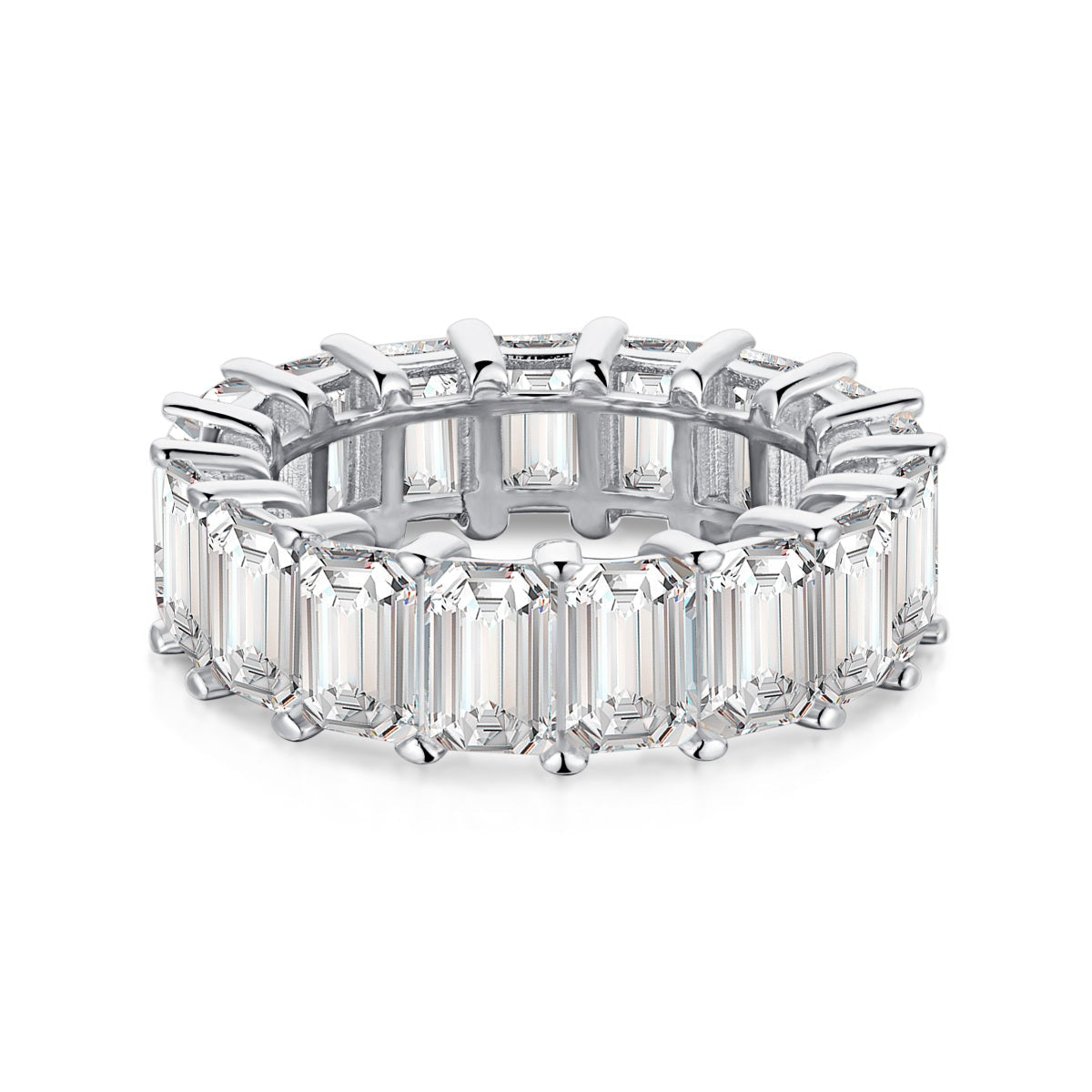 [Limara]0.75 Carat Elegant Emerald Cut Tennis Ring