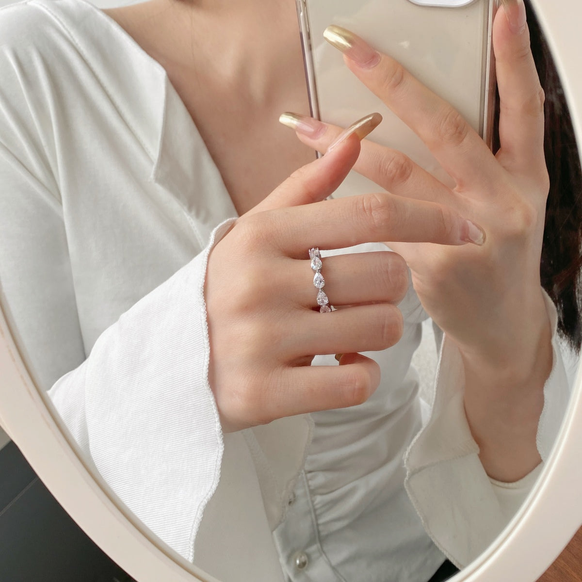 [Limara]Exquisite Pear Cut Tennis Ring