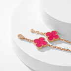 NEW CLOVER 10 MOTIFS PINK ENAMEL NECKLACE