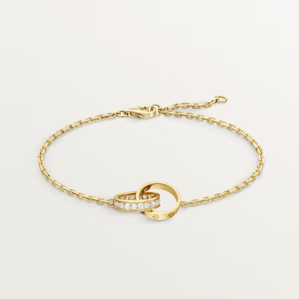 [Limara] LOVE DOUBLE RING HALF DIAMOND BRACELET