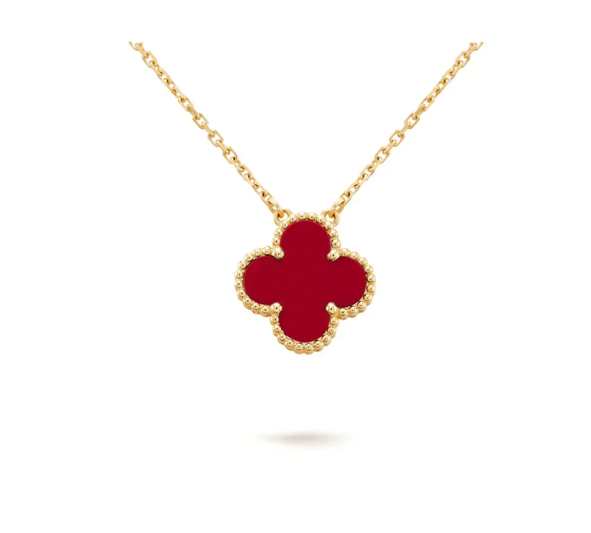 [Limara]CLOVER 15MM CARNELIAN SINGLE FLOWER NECKLACE
