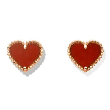 [Limara]HEART CARNELIAN STUD EARRINGS
