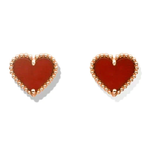 [Limara]HEART CARNELIAN STUD EARRINGS