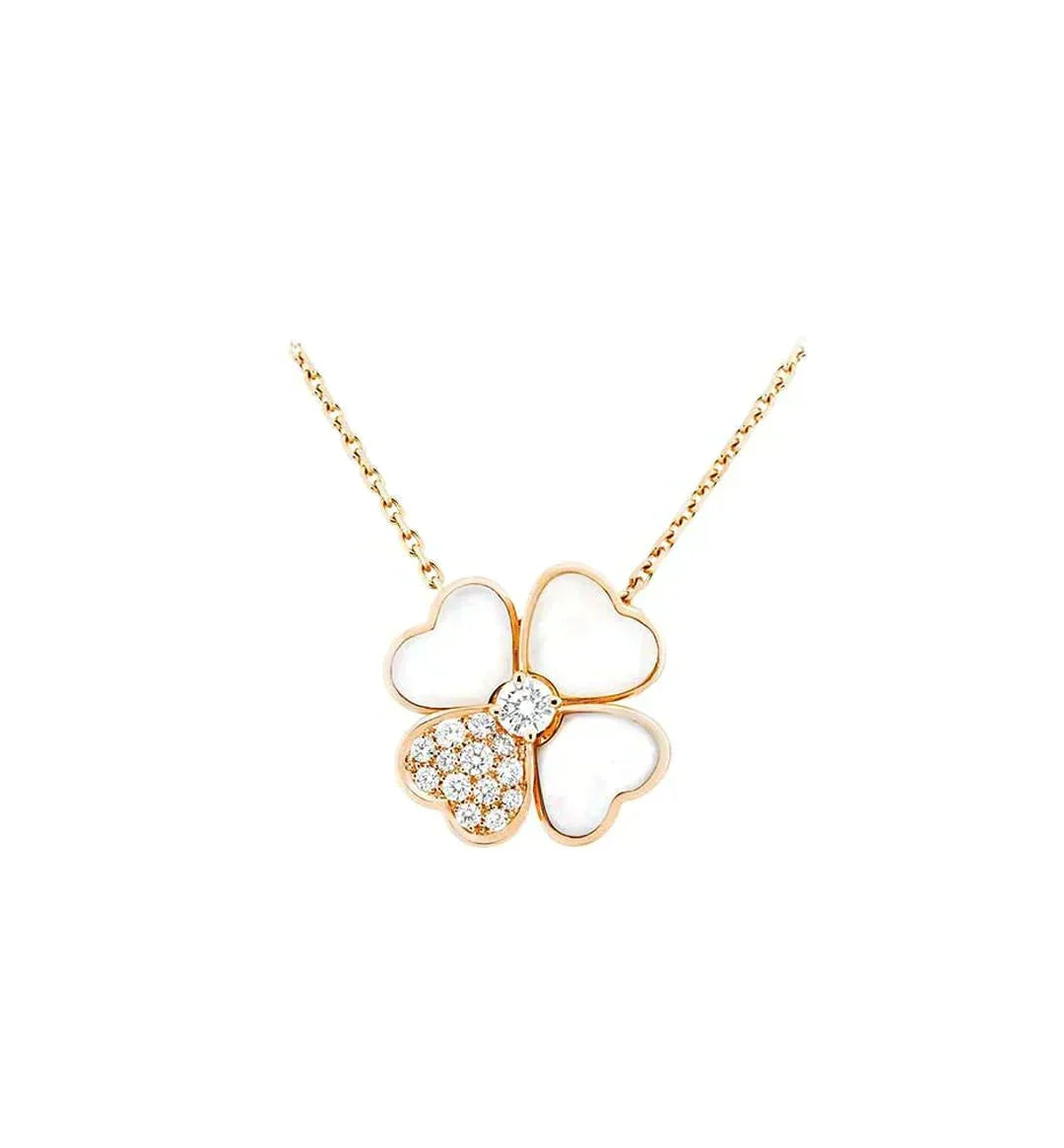 [Limara]CLOVER MOP DIAMOND ROSE GOLD NECKLACE