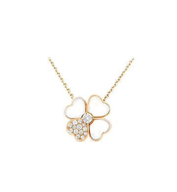 [Limara]CLOVER MOP DIAMOND ROSE GOLD NECKLACE