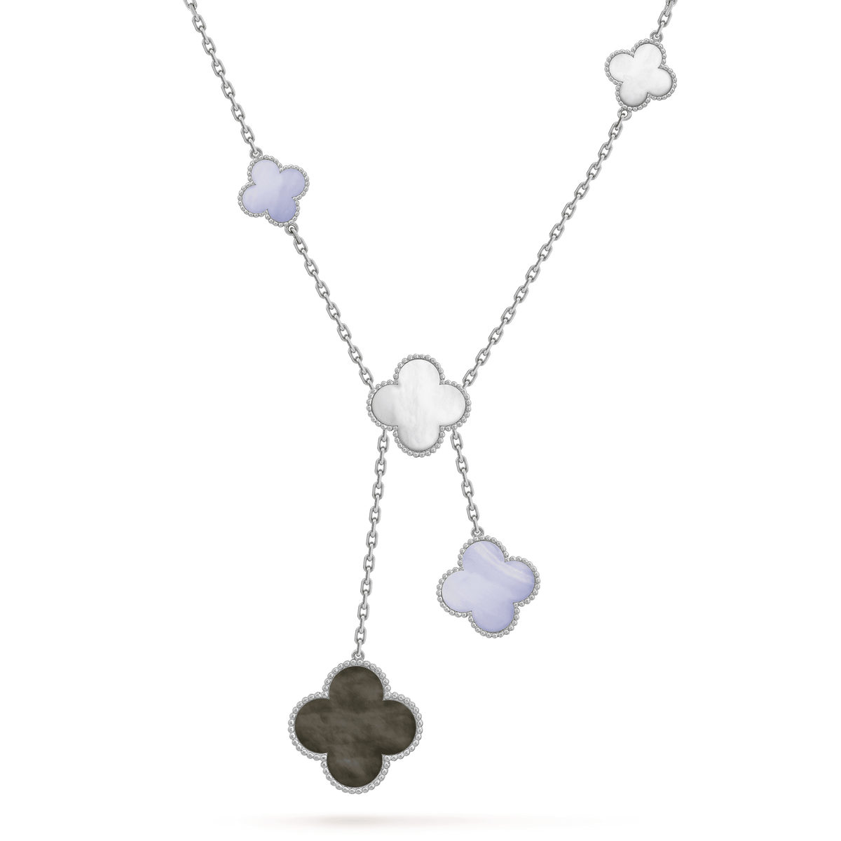 [Limara]CLOVER MOP CHALCEDONY NECKLACE SILVER 6 MOTIF