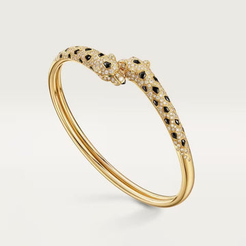 [Limara] PANTHERE DOUBLE HEADED HALF DIAMOND OPEN BRACELET