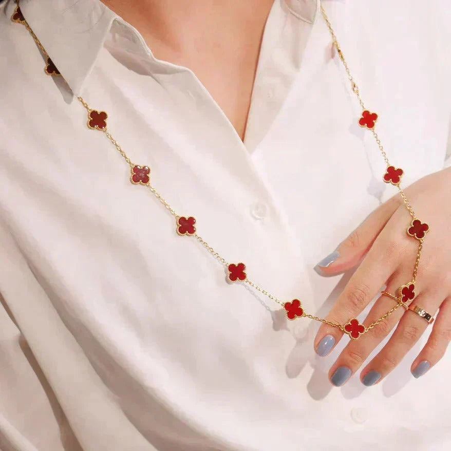 [Limara] CLOVER 20 MOTIFS CARNELIAN NECKLACE
