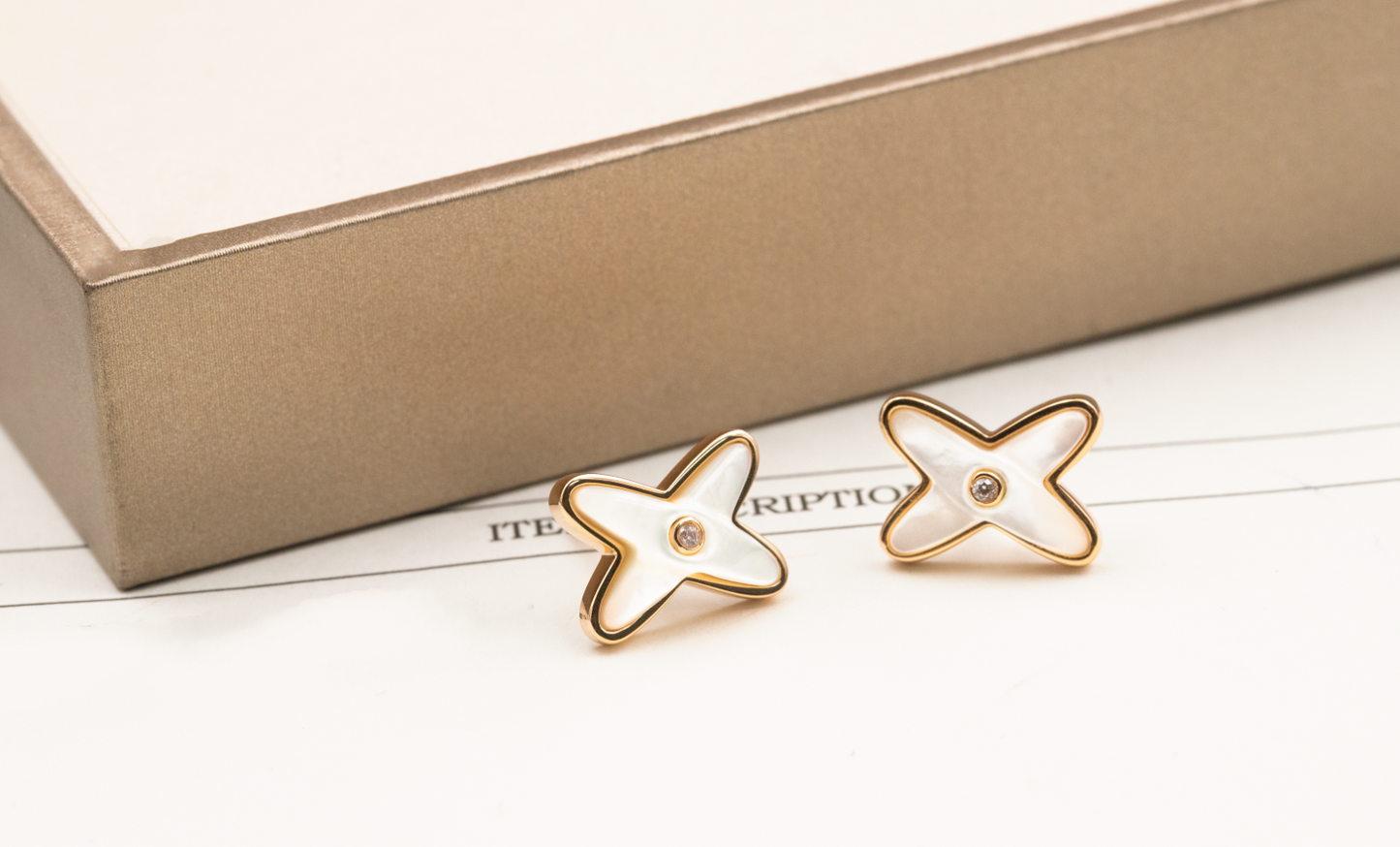 [Limara]JEUX DE WHITE MOP ROSE GOLD DIAMOND EARRINGS