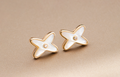 [Limara]JEUX DE WHITE MOP ROSE GOLD DIAMOND EARRINGS