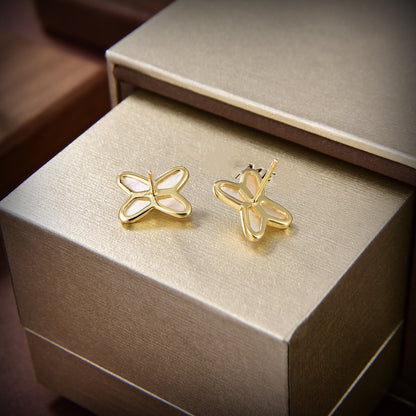 [Limara]JEUX DE WHITE MOP GOLD DIAMOND EARRINGS