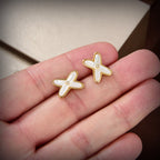 [Limara]JEUX DE WHITE MOP GOLD DIAMOND EARRINGS