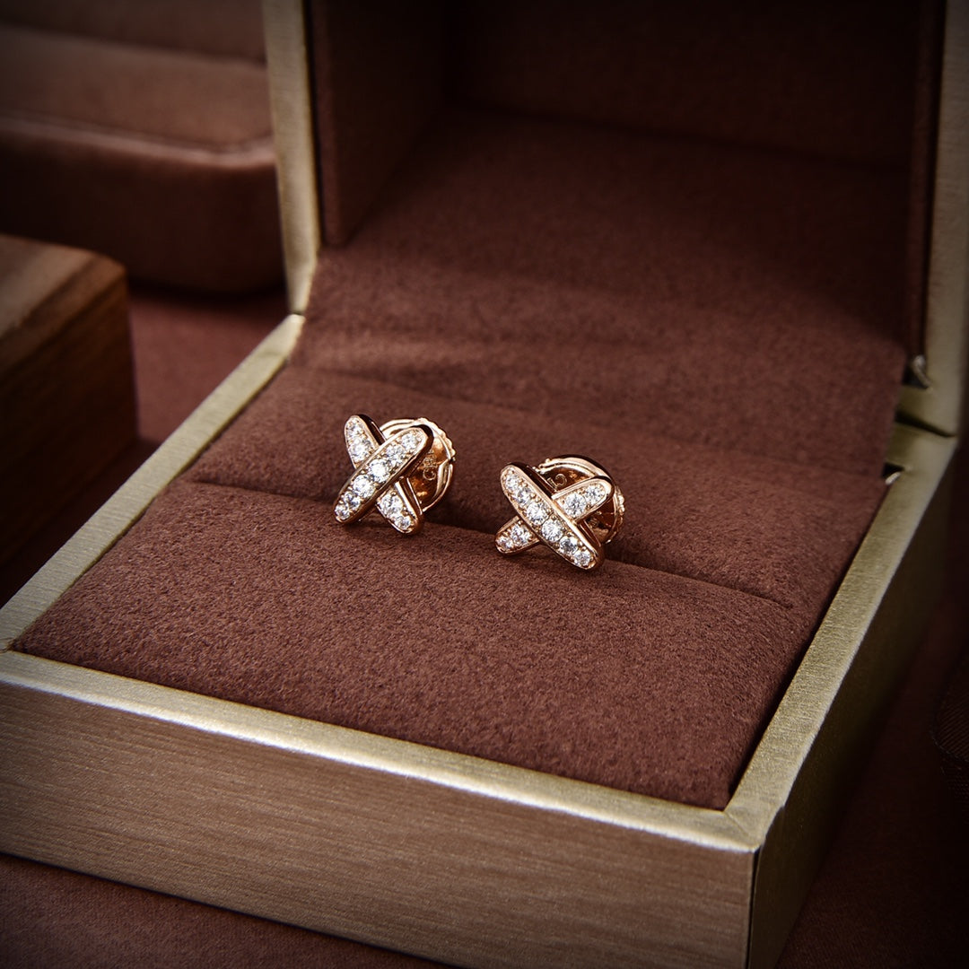 [Limara]JEUX DE GOLD DIAMOND EARRINGS
