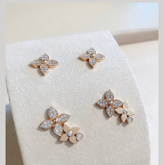 [Limara]STAR BLOSSOM STUD EARRINGS ROSE GOLD DIAMONDS