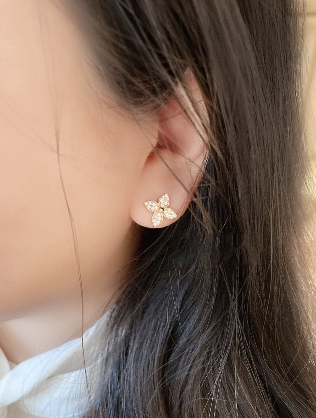 [Limara]STAR BLOSSOM STUD EARRINGS ROSE GOLD DIAMONDS