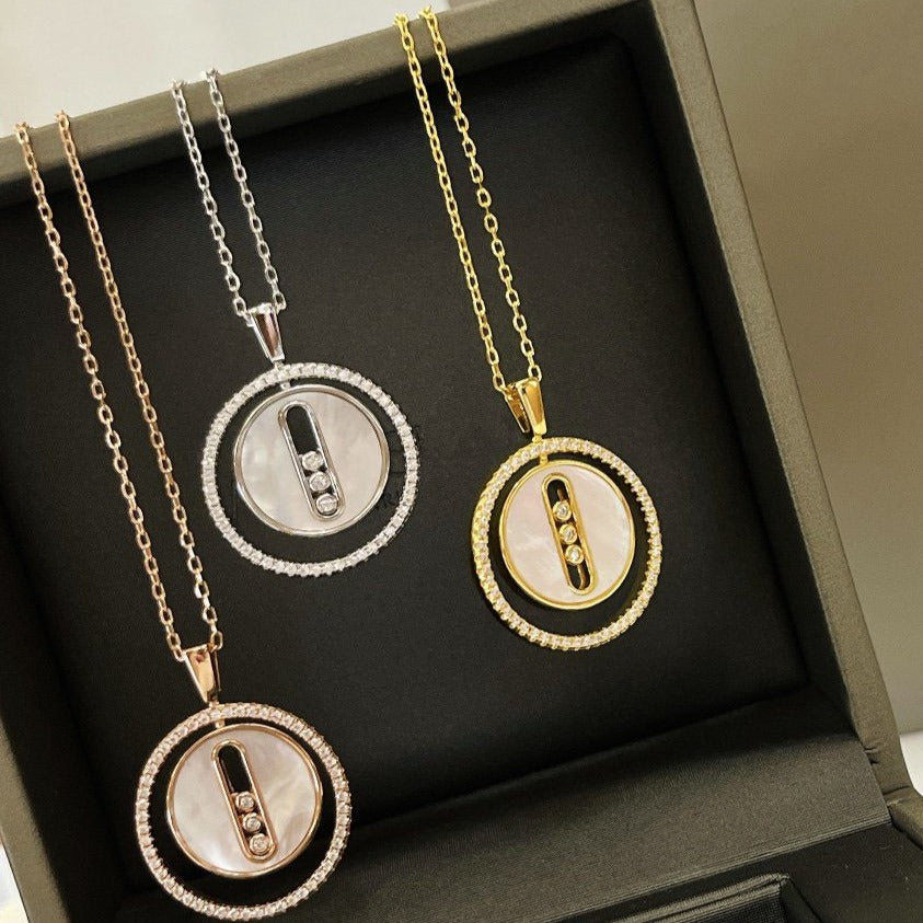 [Limara]LUCKY MOVE MM NACRE BLANCHE DIAMOND NECKLACE