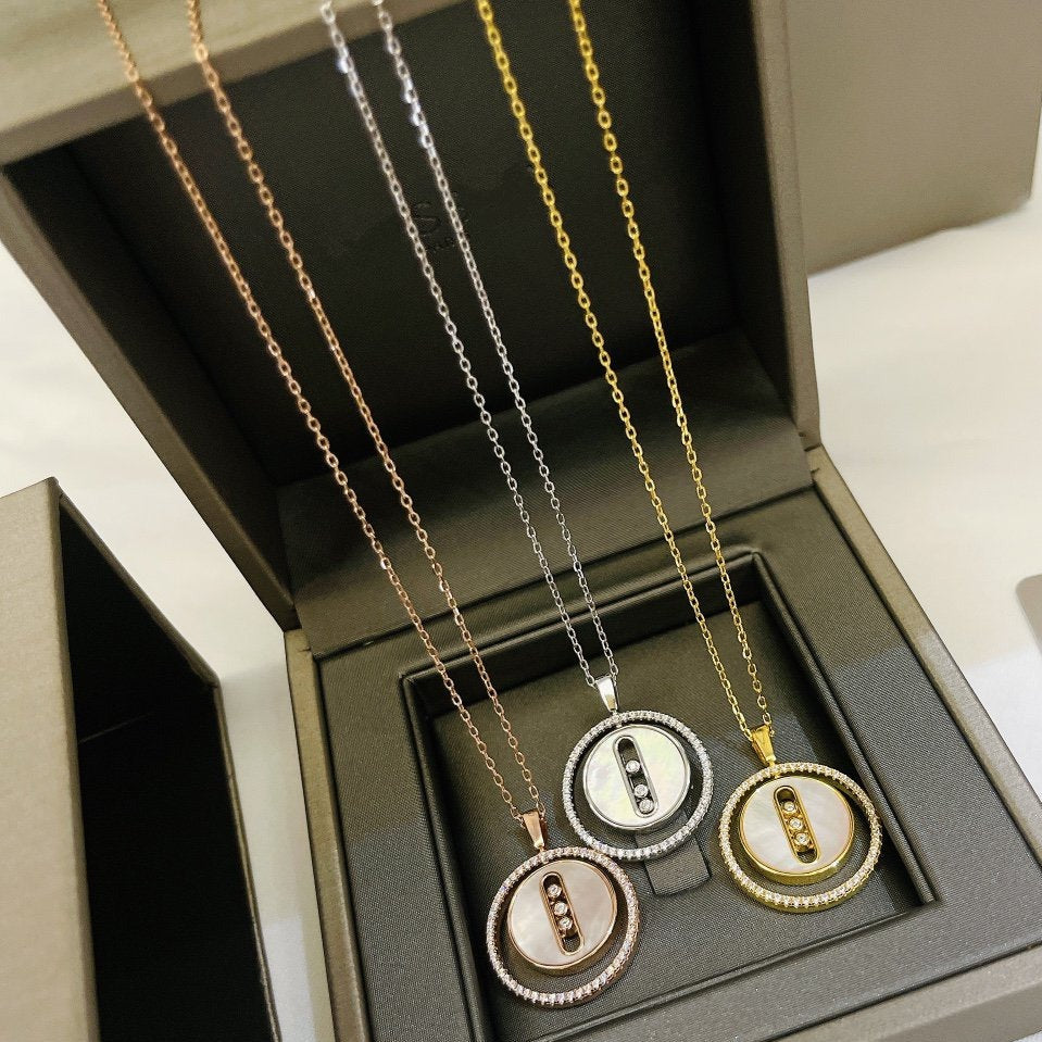[Limara]LUCKY MOVE MM NACRE BLANCHE DIAMOND NECKLACE