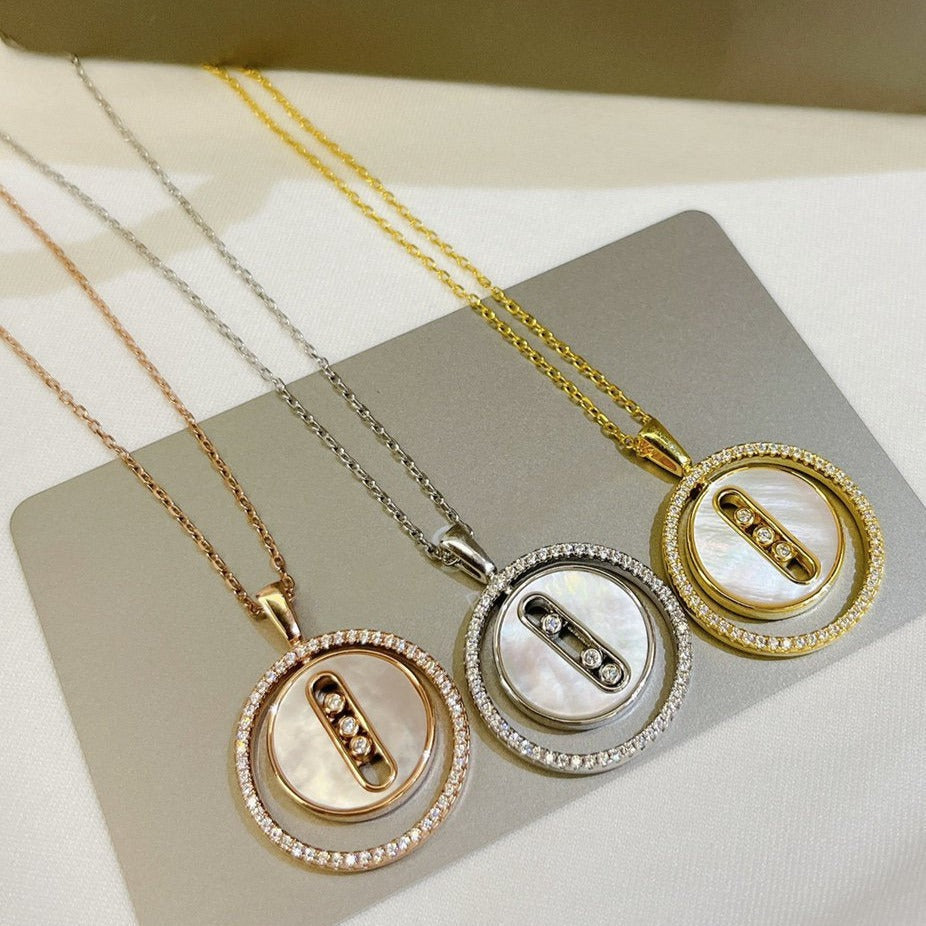 [Limara]LUCKY MOVE MM NACRE BLANCHE DIAMOND NECKLACE